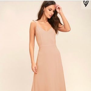 Meteoric Rise Blush Maxi Bridesmaids Dress